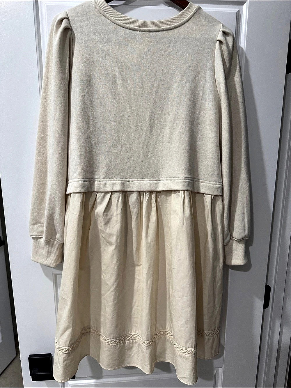 Melrose and Market Long Sleeve Mini Dress in Cream Size Large NWT
